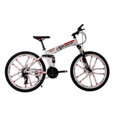Алюмінієвий складний велосипед Make bike на литих дисках 26" / рама 17" біло-червоний