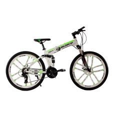 Алюмінієвий складний велосипед Make bike на литих дисках 26" / рама 17" біло-салатовий