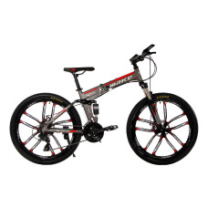 Алюмінієвий складний велосипед Make bike на литих дисках 26" / рама 17" сіро-червоний
