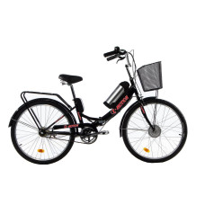 Електровелосипед E-motion складаний з низькою рамою 26" 36V 10Ah 350W чорно-червоний