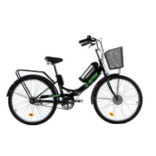 Електровелосипед E-motion складаний з низькою рамою 26" 36V 10Ah 350W чорно-зелений