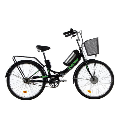 Електровелосипед E-motion складаний з низькою рамою 36V 10Ah 350W чорно-зелений