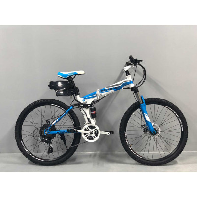 Электровелосипед складной Kerambit 36V 12Ah 500W 26" / рама сталь 17" бело-голубой
