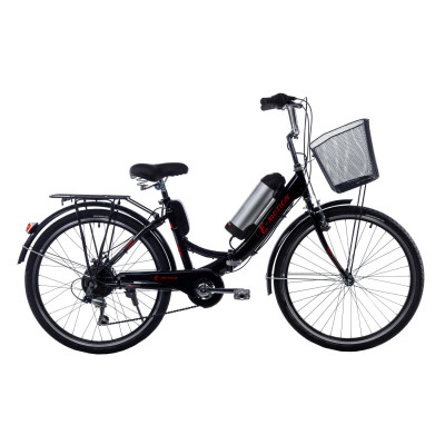 Електровелосипед складний з низькою рамою E-motion 26" 36V 10Ah 350W чорно/червоний