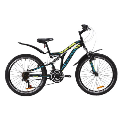 Велосипед ST 24" Discovery ROCKET AM2 Vbr с крылом Pl 2020 (черно-желтый с бирюзовым) 