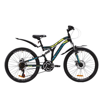 Велосипед ST 24" Discovery ROCKET AM2 DD с крылом Pl 2020 (черно-желтый с бирюзовым) 