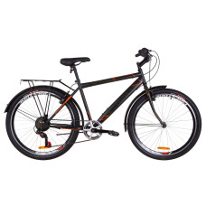 Велосипед 26" Discovery PRESTIGE MAN 14G Vbr St з багажником зад St, з крилом St 2019 (чорно-помаранчевий хакі)