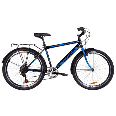 Велосипед 26" Discovery PRESTIGE MAN 14G Vbr St з багажником зад St, з крилом St 2019 (чорно-синій)
