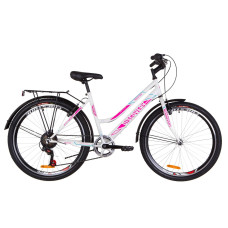 Велосипед 26" Discovery PRESTIGE WOMAN 14G Vbr St з багажником зад St, з крилом St 2019 (біло-малиновий з блакитним)