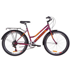 Велосипед 26" Discovery PRESTIGE WOMAN 14G Vbr St з багажником зад St, з крилом St 2019 (бордово-помаранчевий з рожевим)