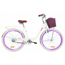Велосипед 26" Dorozhnik LUX 14G St з багажником зад St, з крилом St, з кошиком Pl (бежевий)