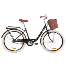 Велосипед 26" Dorozhnik LUX 14G St з багажником зад St, з крилом St, з кошиком Pl (чорний)