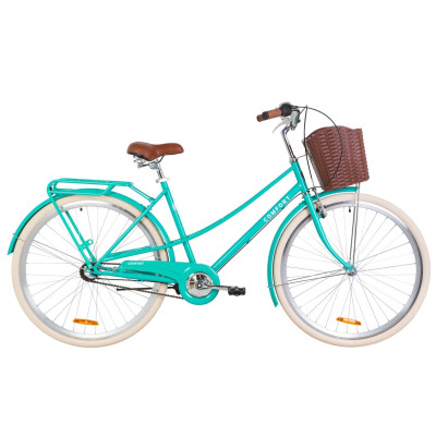 Велосипед 28" Dorozhnik COMFORT FEMALE 14G планет. St с багажником зад St, с крылом St, с корзиной Pl (бирюзовый) 