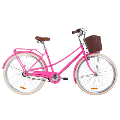 Велосипед 28" Dorozhnik COMFORT FEMALE 14G планет. St с багажником зад St, с крылом St, с корзиной Pl (персиковый) 