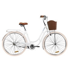 Велосипед ST 28" Dorozhnik RETRO з багажником зад St, з крилом St, з кошиком Pl (білий)