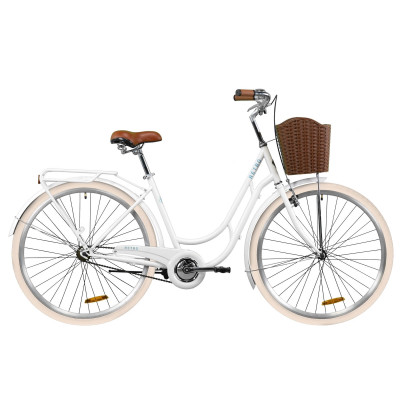 Велосипед ST 28" Dorozhnik RETRO с багажником зад St, с крылом St, с корзиной Pl (белый) 