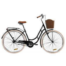 Велосипед ST 28" Dorozhnik RETRO з багажником зад St, з крилом St, з кошиком Pl (чорний)