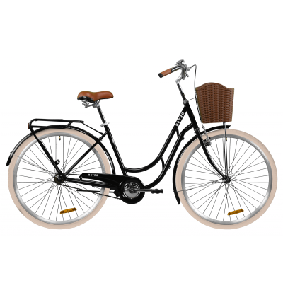 Велосипед ST 28" Dorozhnik RETRO с багажником зад St, с крылом St, с корзиной Pl (черный) 