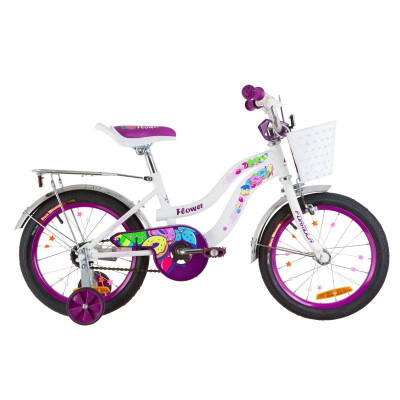 Велосипед 16" Formula FLOWER 14G St з багажником зад St, з крилом St 2019 (біло-фіолетовий)