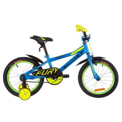 Велосипед 16" Formula FURY 14G St з крилом Pl 2019 (блакитний з зеленим)