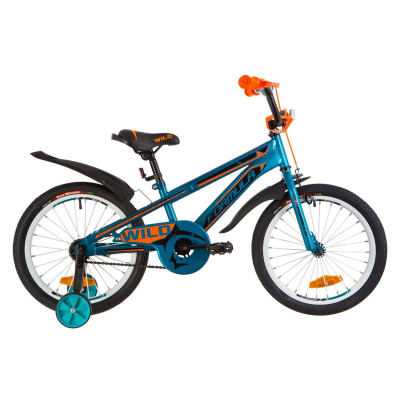 Велосипед 18" Formula WILD усилен. St с крылом Pl 2019 (бирюзовый с оранжевым) 