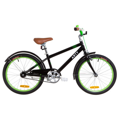 Велосипед 20" Dorozhnik ARTY 14G St с крылом St 2019 (черно-салатный) 