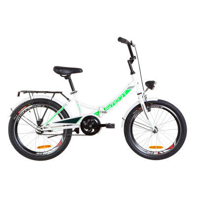 Велосипед 20" Formula SMART 14G St з багажником зад St, з крилом St, з ліхтарем (біло-зелений)