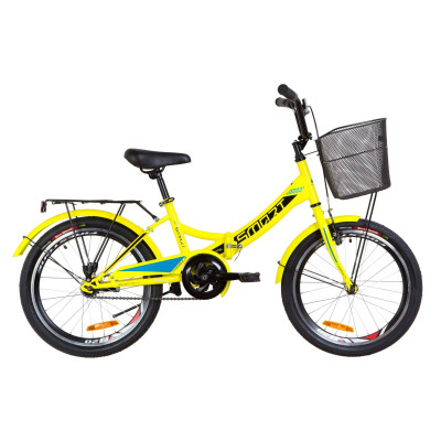 Велосипед 20" Formula SMART 14G St з багажником зад St, з крилом St, з кошиком St 2019 (жовтий)
