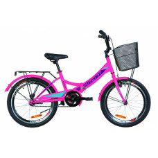 Велосипед 20" Formula SMART 14G St з багажником зад St, з крилом St, з кошиком St (рожевий)