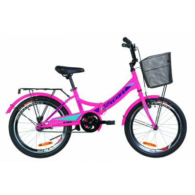 Велосипед 20" Formula SMART 14G St з багажником зад St, з крилом St, з кошиком St (рожевий)