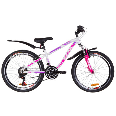 Велосипед 24" Discovery FLINT AM 14G Vbr St с крылом Pl 2019 (бело-малиновый) 