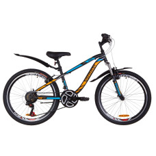 Велосипед 24" Discovery FLINT AM 14G Vbr St з крилом Pl 2019 (чорно-синій з помаранчевим)