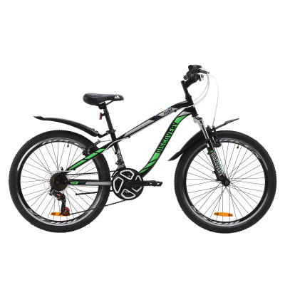 Велосипед ST 24" Discovery FLINT AM Vbr с крылом Pl 2020 (черно-зеленый) 