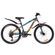 Велосипед 24" Discovery FLINT AM 14G DD St з крилом Pl 2019 (чорно-синій з помаранчевим)
