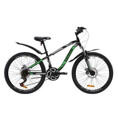 Велосипед ST 24" Discovery FLINT AM DD с крылом Pl 2020 (черно-зеленый) 