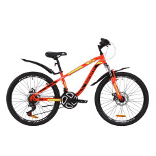 Велосипед ST 24" Discovery FLINT AM DD з крилом Pl 2020 (червоно-чорний з салатовим)