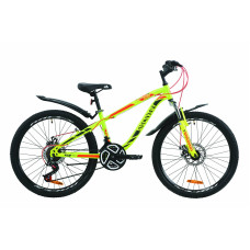 Велосипед ST 24" Discovery FLINT AM DD з крилом Pl 2020 (салатово-червоний з хакі)