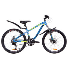 Велосипед 24" Discovery FLINT AM 14G DD St з крилом Pl 2019 (синій з зеленим)