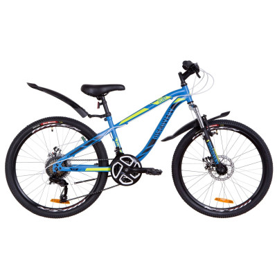 Велосипед 24" Discovery FLINT AM 14G DD St з крилом Pl 2019 (синій з зеленим)