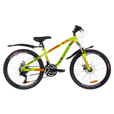 Велосипед 24" Discovery FLINT AM 14G DD St з крилом Pl 2019 (зелено-червоний)