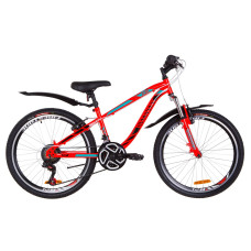 Велосипед 24" Discovery FLINT AM 14G Vbr St з крилом Pl 2019 (червоно-бірюзовий з чорним)