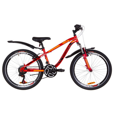 Велосипед 24" Discovery FLINT AM 14G Vbr St с крылом Pl 2019 (красно-оранжевый) 