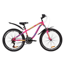 Велосипед ST 24" Discovery FLINT AM Vbr з крилом Pl 2020 (малиново-блакитний з жовтим)