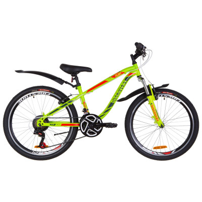 Велосипед 24" Discovery FLINT AM 14G Vbr St с крылом Pl 2019 (зелено-красный) 