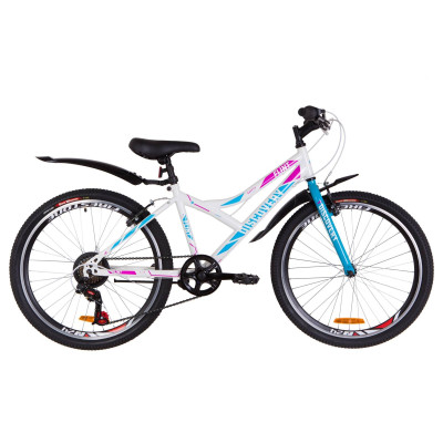 Велосипед 24" Discovery FLINT 14G Vbr St з крилом Pl 2019 (біло-блакитний з рожевим)