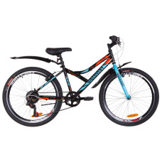 Велосипед 24" Discovery FLINT 14G Vbr St з крилом Pl 2019 (чорно-синій з помаранчевим)