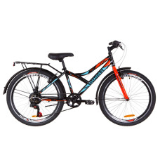 Велосипед 24" Discovery FLINT MC 14G Vbr St з багажником зад St, з крилом St 2019 (чорно-синій з помаранчевим)