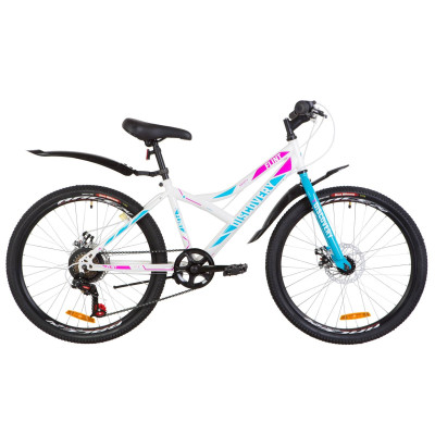 Велосипед 24" Discovery FLINT 14G DD St з крилом Pl 2019 (біло-блакитний з рожевим)