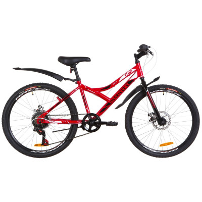Велосипед 24" Discovery FLINT 14G DD St з крилом Pl 2019 (червоно-білий з чорним)