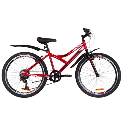 Велосипед 24" Discovery FLINT 14G Vbr St з крилом Pl 2019 (червоно-білий з чорним)